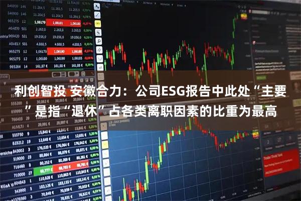 利创智投 安徽合力：公司ESG报告中此处“主要”是指“退休”占各类离职因素的比重为最高